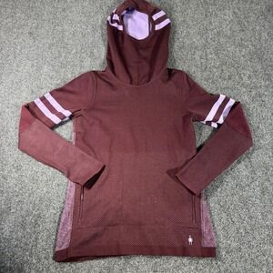 Smartwool Intraknit Merino Wool Hoodie Burgundy Lavender Womens Small Base Layer